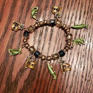 🦩 Alligator Tropical Charm Stretch Bracelet, NWOT 🦩